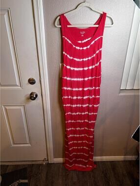 Isabel Maternity XL Red and White Tie-Dye Maxi Dress